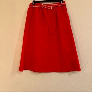 Vintage KORET Red A-line Skirt, Union Made in USA, Size 14 Womens, Elastic Waist